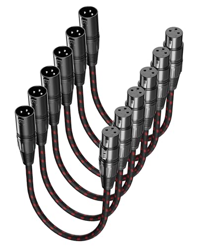 VANDESAIL XLR Cables Short, Microphone Cable 1ft 6 Pack,Braided Balanced