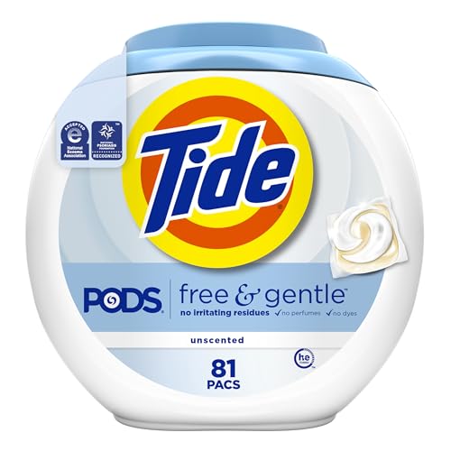 Tide PODS Free & Gentle Laundry Detergent Soap Pacs 81 Count Tide PODS Laundry Detergent