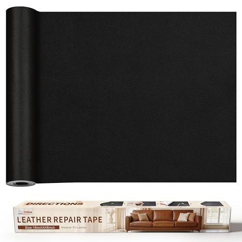 ONine Leather Repair Patch，Leather Repair Tape, 16 x 48 inches Leather Repair Patch for Furniture,Vinyl Repair kit，Leather Co