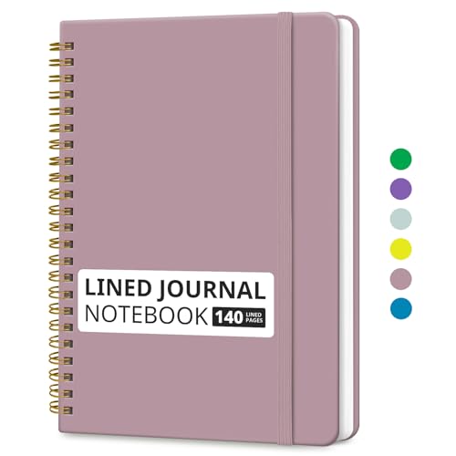 Taja Lined Spiral Notebook for Work, 5.7"x7.9" Spiral Journal College Ruled