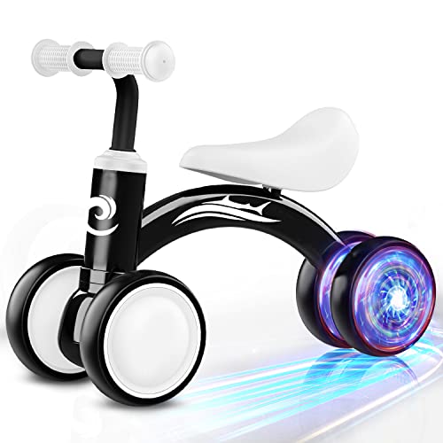Colorful Lighting Baby Balance Bike Toys for 1 Year Old Boy Gifts, 10-36 Month Toddler Balance Bike, No Pedal 4 Silence Wheel