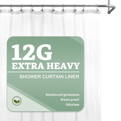 Barossa Design Extra Heavy Duty Shower Curtain Liner Clear, 72x72