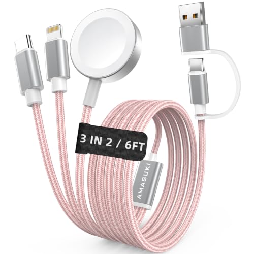 Travel Essentials,3 in 2 USB C Cable for Apple Watch Charger,iPhone Charger,Multi Charging Cable,Cruise Vacation Camping Port