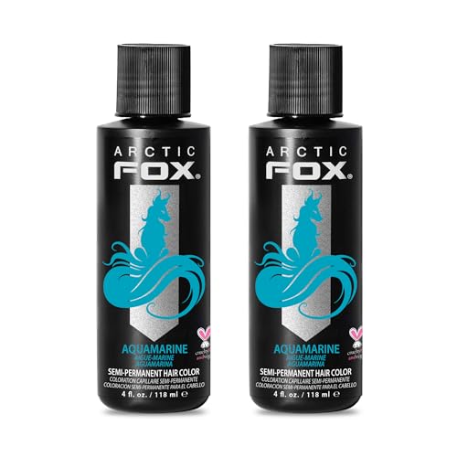 ARCTIC FOX Semi-Permanent Hair Dye - Vegan, Aquamarine Blue - 2 x 4 fl oz