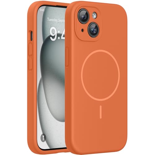 Miracase Silicone & Magnetic for iPhone 15 Case, Amber Orange