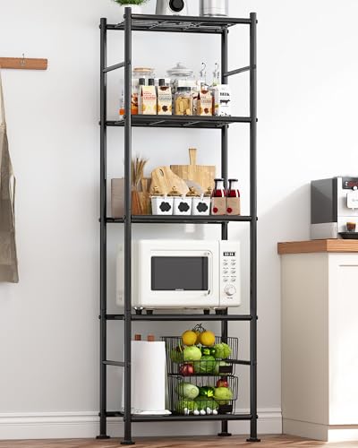 Sakugi Storage Shelves - 5 Tier Shelf Organizer, Heavy Duty Garage Shelving Unit with Leveling Feet, Stable Metal Shelves Org