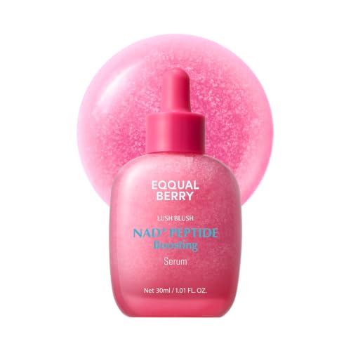 EQQUALBERRY NAD+ Peptide Boosting Serum | 14 Peptide Serum for Face, Neck & Body | Vegan Collagen & Pink Serum for Anti-Aging