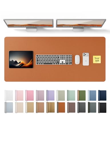 YSAGi Leather Desk Protector, Office Mat, Large Mouse Mat, Non-Slip PU Leather Blotter, Laptop Desk Pad, Waterproof Writing P