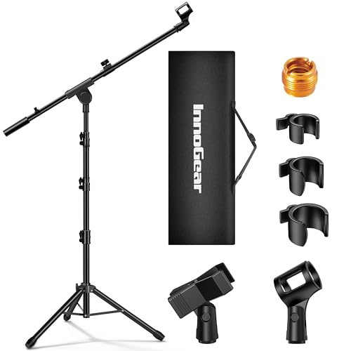 InnoGear Mic Stand Tripod Boom Arm Floor Microphone Stand Height Adjustable