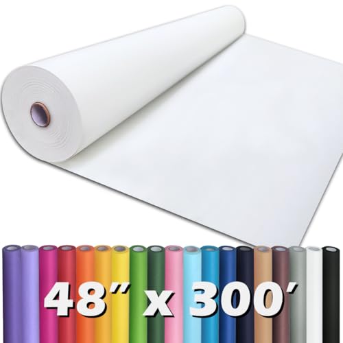 PerkHomy White Kraft Paper Roll 48" x 3,600" (300') for Gift Wrapping Bouquet Flower Art Painting Craft Writing Packaging Shi