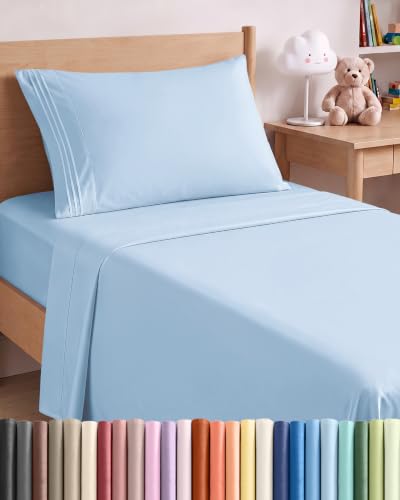 Twin XL Size 3 Piece Sheet Set - Breathable & Cooling Sheets - Light Blue