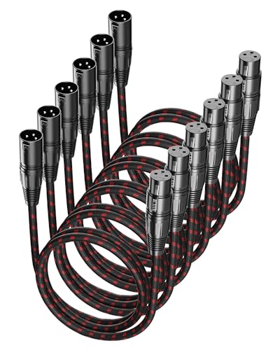 VANDESAIL XLR Cables 3 FT 6 Pack, XLR Microphone Cable Nylon Braided