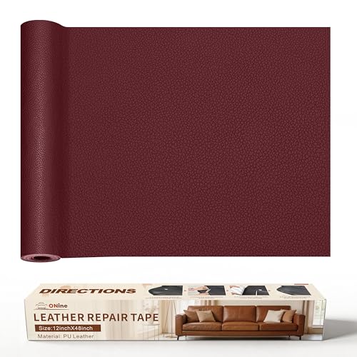 ONine Leather Repair Patch，Leather Repair Tape, 12 x 48 inches Leather Repair Patch for Furniture,Vinyl Repair kit，Leather Co