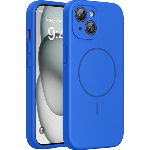 Miracase Silicone & Magnetic for iPhone 15 Case, Mediterranean Blue