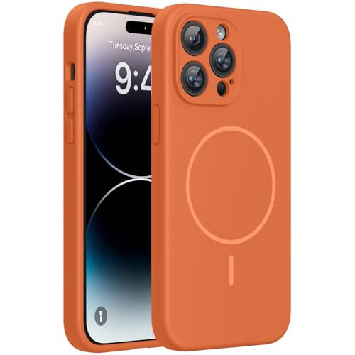 Miracase Silicone & Magnetic for iPhone 14 Pro Case, Amber Orange