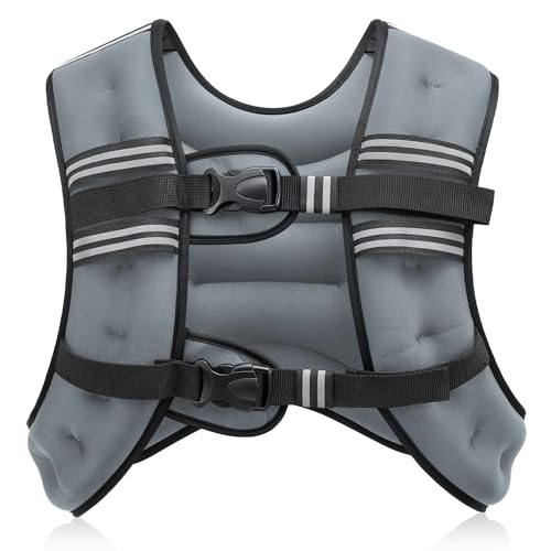 ZELUS Weighted Vest, 6lb/8lb/12lb/16lb/20lb/25lb/30lb Weight Vest with Reflective Stripe for Workout, Strength Training, Runn
