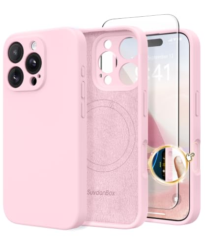 SuydanBox Magnetic for iPhone 16 Pro Max Case Silicone Chalk Pink