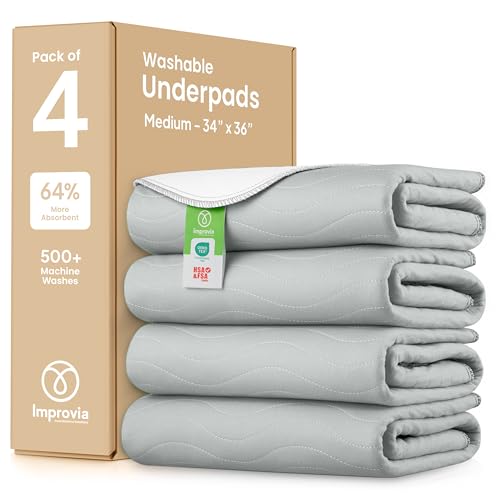 IMPROVIA® Washable Underpads, Heavy Absorbency Reusable Incontinence Pads