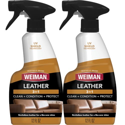 Weiman Leather Cleaner and Conditioner for Furniture - 12 Ounce - 2 Pack - Ultra Violet Protection Help Prevent Cracking or F