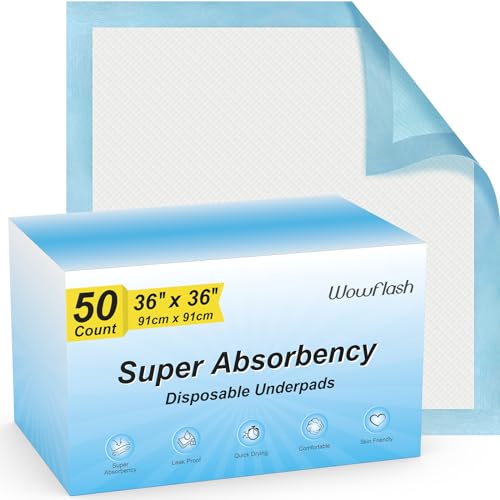 50 Count 36” x 36” Super Absorbency Disposable Underpads
