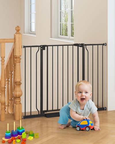 Cideny 29"-45" Baby Gate, No Drilling Auto Close Dog Gate Indoor, Black