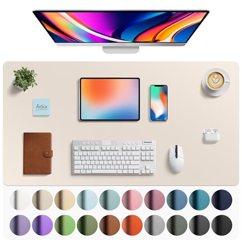 Aothia Faux Leather Desk Mat - Large Mouse Pad, Non-Slip PU Leather Blotter, Waterproof Writing Surface for Office and Home (
