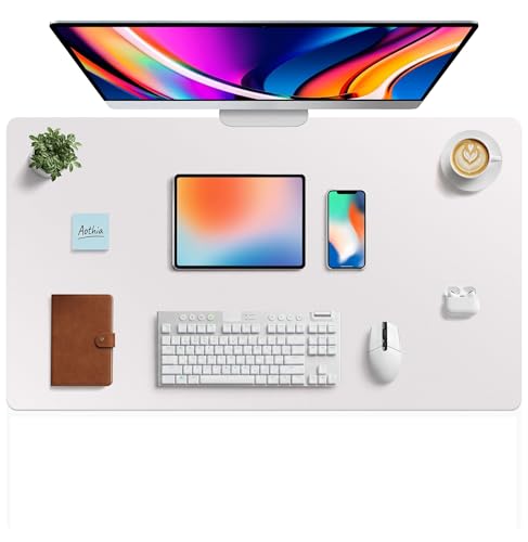 Aothia Faux Leather Desk Mat - Large Mouse Pad, Non-Slip PU Leather Blotter, Waterproof Writing Surface for Office and Home (
