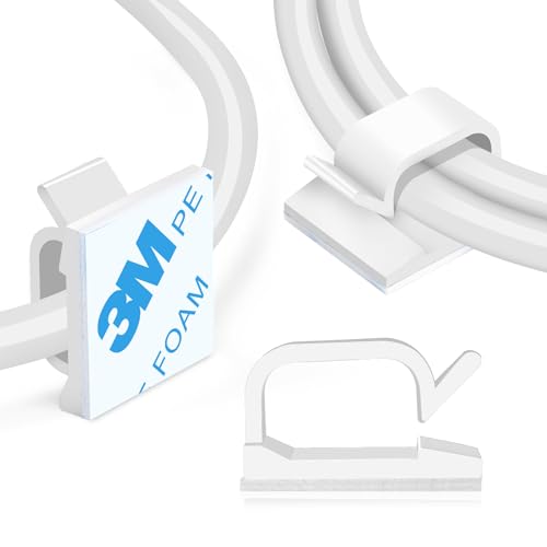 XHF 120PCS 3/4” White Adhesive Cable Wire Wall Light Clips, Cord Holder
