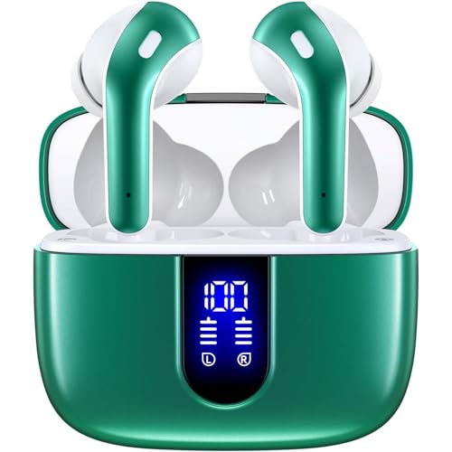 TAGRY Bluetooth Headphones True Wireless Earbuds 60H Playback LED Power Display Earphones with Wireless Charging Case IPX5 Wa