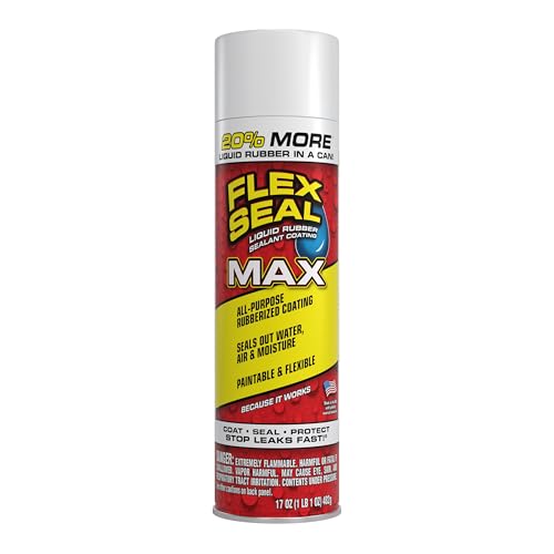 Flex Seal Spray Rubber Sealant Coating, Waterproof, White, 17 oz, 1-Pack