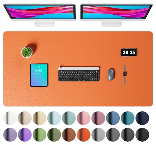 Aothia Faux Leather Desk Mat – Large Mouse Pad, Non-Slip PU Leather Blotter, Waterproof Writing Surface for Office and Home (