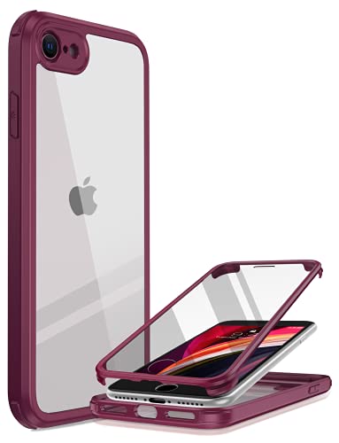 Miracase iPhone SE Case 2020 2022/ iPhone 8 Case with Built-in Glass Screen Protector, iPhone SE Phone Case 3rd Generation/ 2