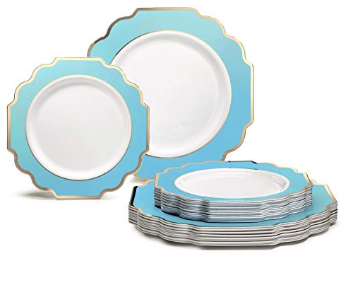 " OCCASIONS " 50 Plates Pack (25 Guests)-Heavyweight Wedding Party Disposable Plastic Plate Set -(25x10.5'' Dinner + 25x8'' S