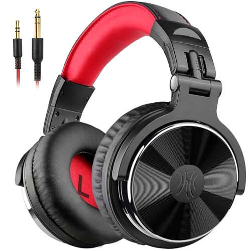 OneOdio Wired DJ Hi-Res Over-Ear Headphones for PC, Keyboard Guitar - Red