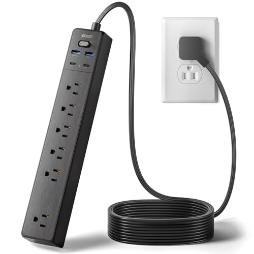 Power Strip USB Surge Protector, SUPERDANNY Mountable Extension Cord with USB 5 Outlets 3 USB Ports with Hook & Loop Fastener