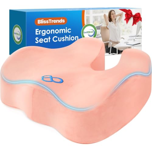 BlissTrends Thick Seat Cushion for Office Chair & Car Seat, XL, Pink