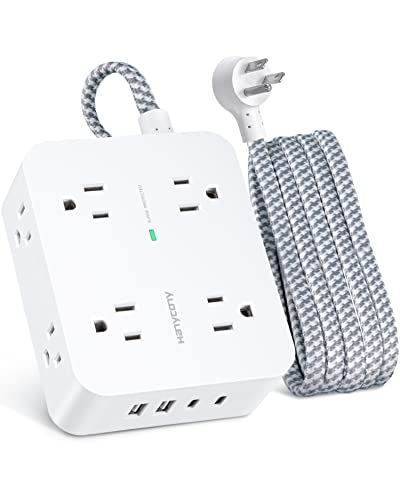 HANYCONY 6Ft Surge Protector Power Strip USB C, 1080J, 8 Outlet Extender