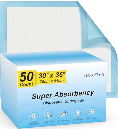 50 Count 30” x 36” Super Absorbency Disposable Underpads