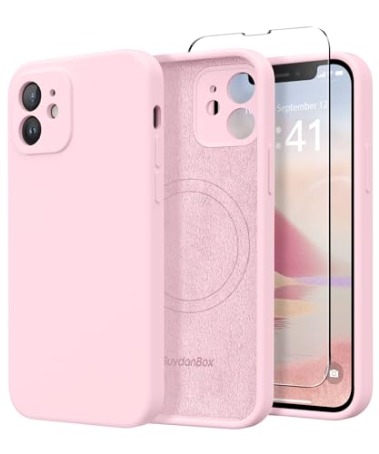 SuydanBox Magnetic for iPhone 12 Case Silicone Chalk Pink