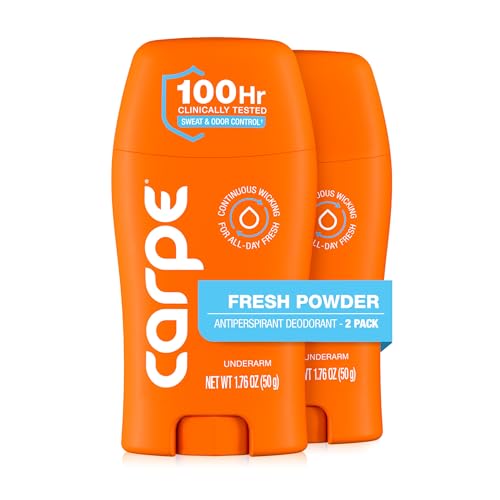 Carpe 100-Hour Deodorant for Men & Women, Fresh Powder - 2 Pack