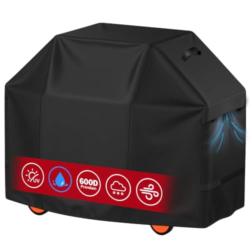 iCOVER Grill Cover 65 inch, BBQ Grill Cover for Outdoor Grill, 600D Heavy Duty Waterproof BBQ Cover, Anti-UV and Rip-Proof Ba