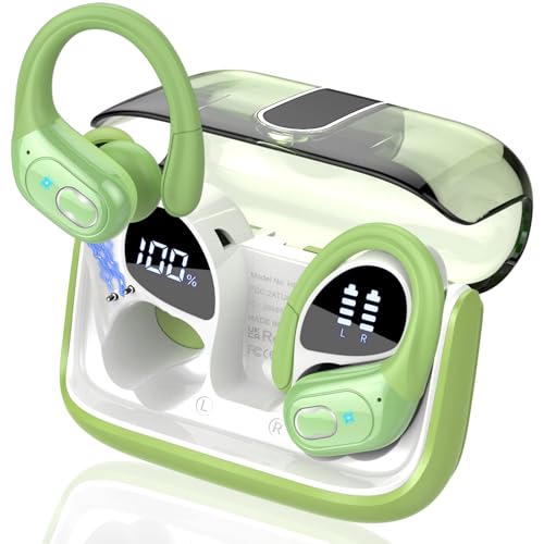 Wireless Earbuds 75H Bluetooth 5.4 Sport Headphones with Earhooks, Green