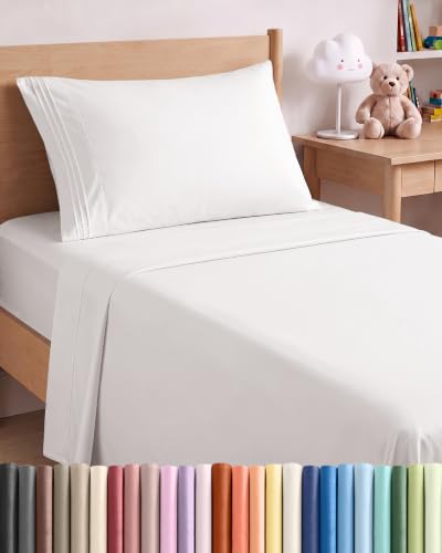Twin XL Size 3 Piece Sheet Set - Comfy Breathable & Cooling - Antique White