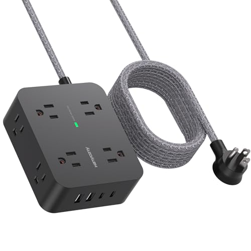 HANYCONY 6Ft Surge Protector Power Strip USB C, 1080J, 8 Outlet Extender
