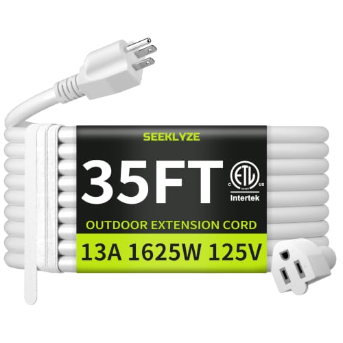 Seeklyze 16/3 White 35 FT Extension Cord Outdoor for Appliances