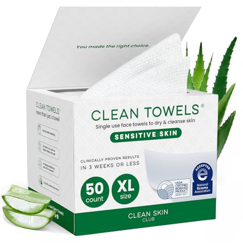 CLEAN SKIN CLUB Sensitive Skin Clean Towels® XL, Ultra-Soft Disposable Face Dry Wipes Infused with Aloe & Glycerin, XL - 1 Pa
