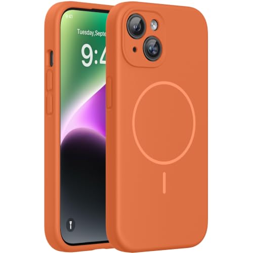 Miracase Magnetic for iPhone 14 Plus Case, Silicone, Amber Orange