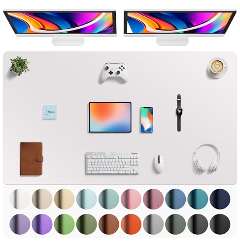 Aothia Faux Leather Desk Mat - Large Mouse Pad, Non-Slip PU Leather Blotter, Waterproof Writing Surface for Office and Home (