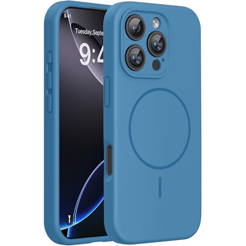 Miracase Silicone & Magnetic for iPhone 16 Pro Max Case, Capri Blue