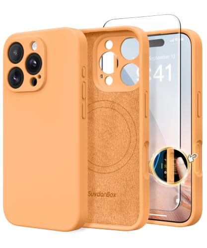 SuydanBox Magnetic for iPhone 16 Pro Case Silicone Cantaloupe